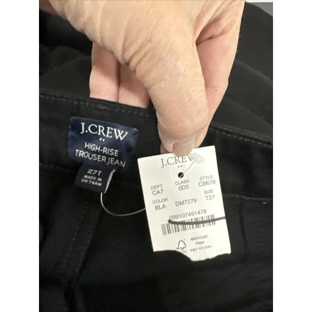J.Crew Women's 27‎ Tall High Rise Trouser Jeans Black NWT